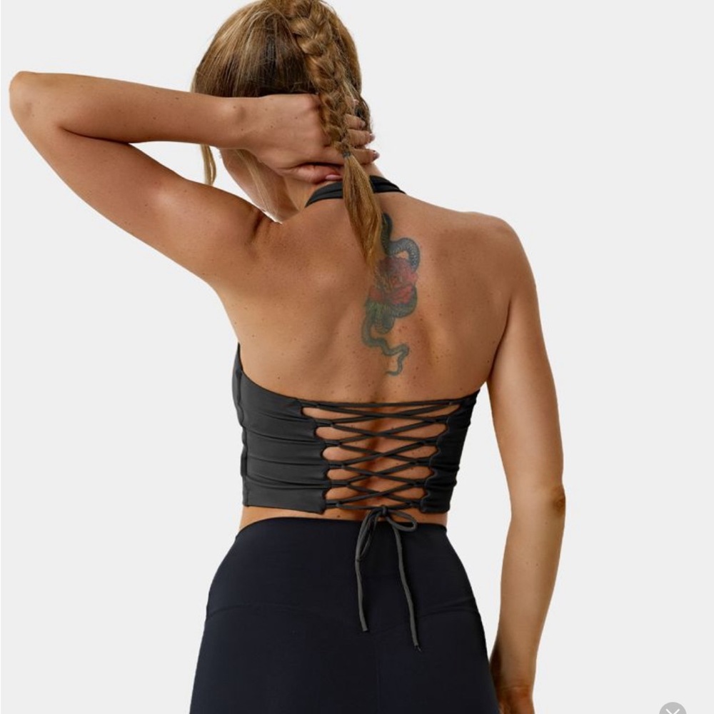 Halara lace up back halter top